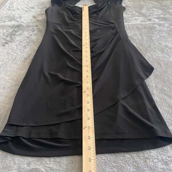 Studio Black Lace Cap Sleeve Ruched - Picture 1 of 4